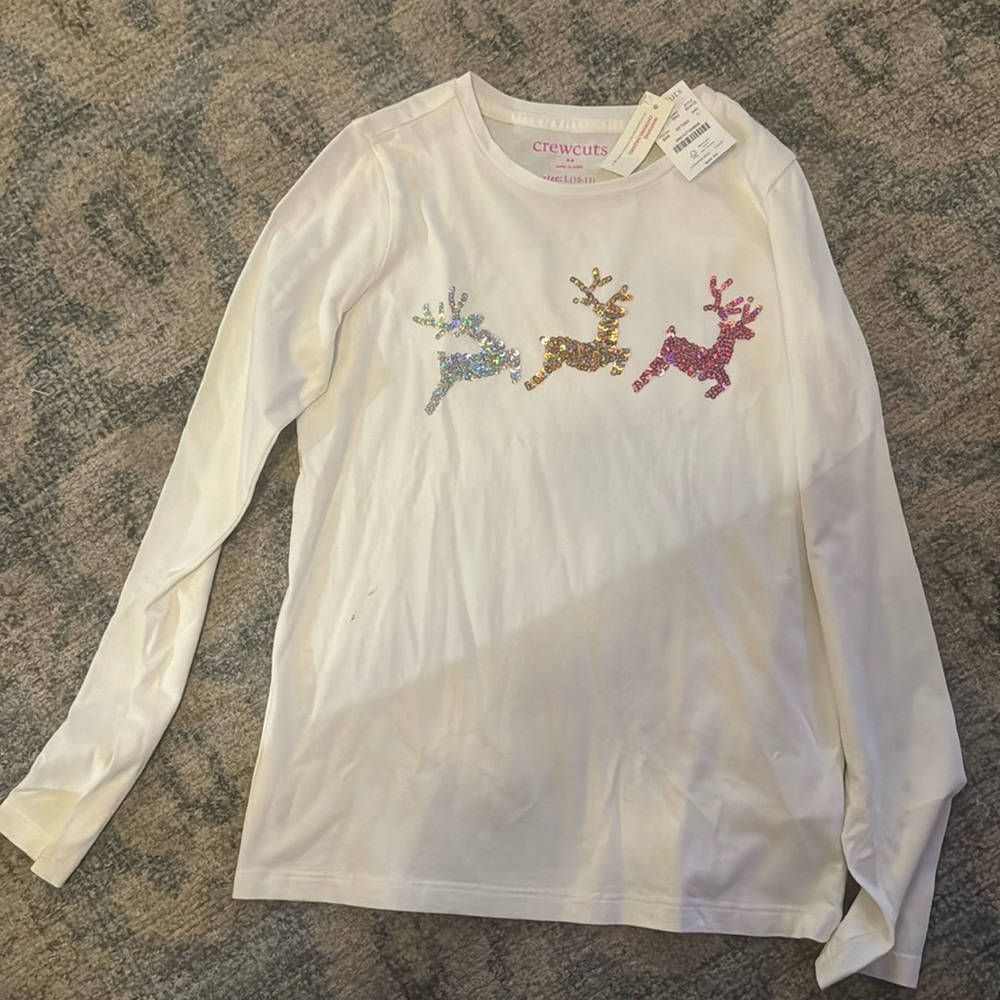 J. Crew Factory Girls Sequin Reindeer Long sleeve